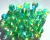 25 8mm Faceted Tri Tone Crystal/Lime/Turquoise AB Firepolish Beads